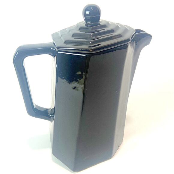 Capodimonte Studio Ceramico Black Porcelain Espresso Tea Pot W/lid MCM Vintage - Picture 3 of 8